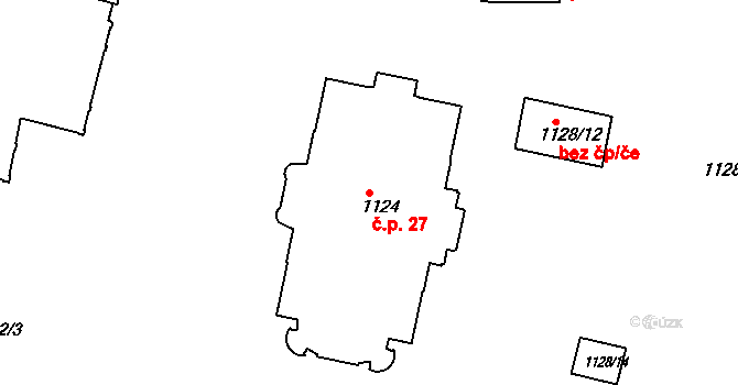 Pražské Předměstí 27, Jaroměř na parcele st. 1124 v KÚ Jaroměř, Katastrální mapa