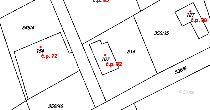 Chlum 82, Volary na parcele st. 167 v KÚ Chlum u Volar, Katastrální mapa
