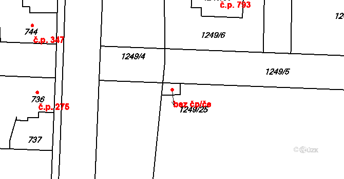 Líně 90929667 na parcele st. 1249/25 v KÚ Líně, Katastrální mapa