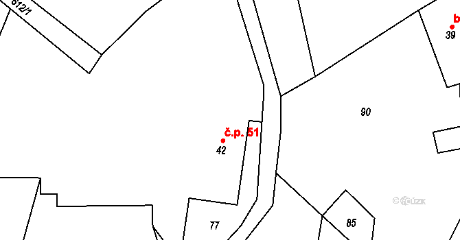 Brocná 51, Skuhrov nad Bělou na parcele st. 42 v KÚ Brocná, Katastrální mapa