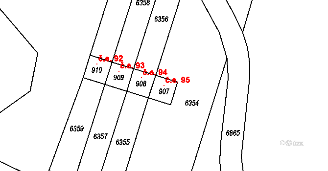 Jevišovice 95 na parcele st. 907 v KÚ Jevišovice, Katastrální mapa