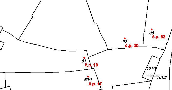 Uhřičice 19 na parcele st. 64 v KÚ Uhřičice, Katastrální mapa