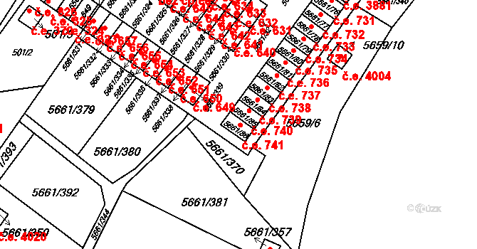 Jihlava 741 na parcele st. 5661/86 v KÚ Jihlava, Katastrální mapa