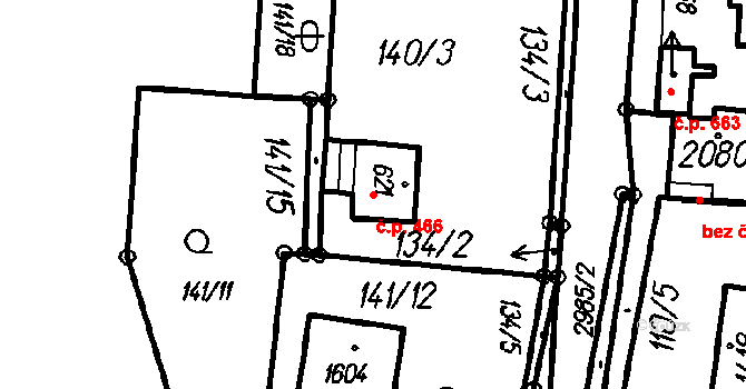 Čeladná 466 na parcele st. 621 v KÚ Čeladná, Katastrální mapa