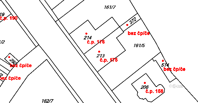 Braškov 175 na parcele st. 213 v KÚ Braškov, Katastrální mapa