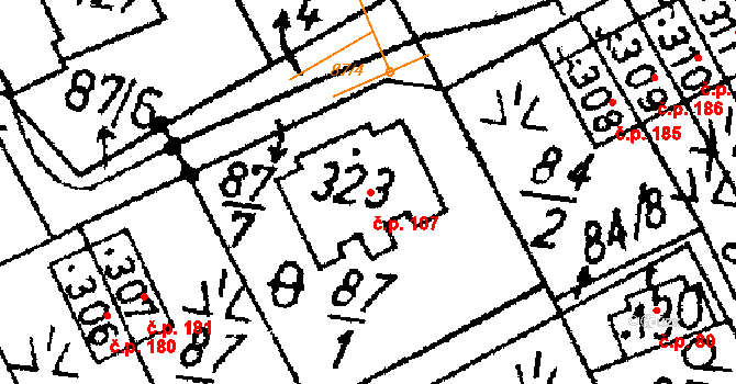 Markvartice 107, Jablonné v Podještědí na parcele st. 323 v KÚ Markvartice v Podještědí, Katastrální mapa