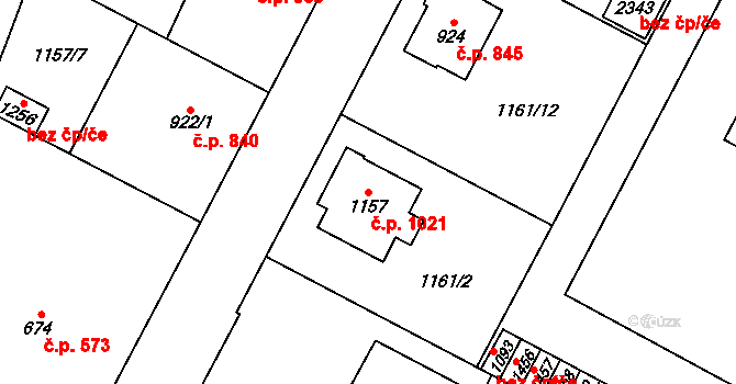 Třebechovice pod Orebem 1021 na parcele st. 1157 v KÚ Třebechovice pod Orebem, Katastrální mapa
