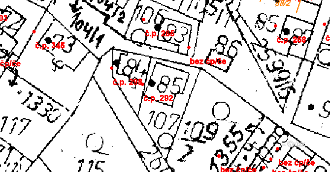 Kamenický Šenov 292 na parcele st. 85 v KÚ Kamenický Šenov, Katastrální mapa