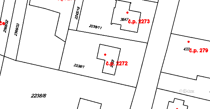 Rožnov pod Radhoštěm 2272 na parcele st. 3703 v KÚ Rožnov pod Radhoštěm, Katastrální mapa