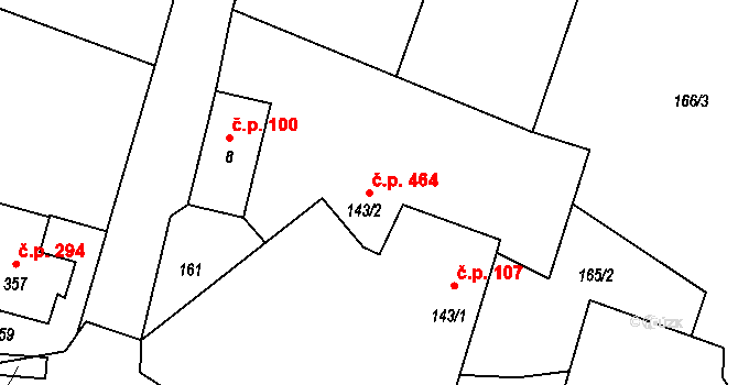 Chýnov 464 na parcele st. 143/2 v KÚ Chýnov u Tábora, Katastrální mapa