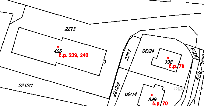 Lnáře 239,240 na parcele st. 425 v KÚ Lnáře, Katastrální mapa