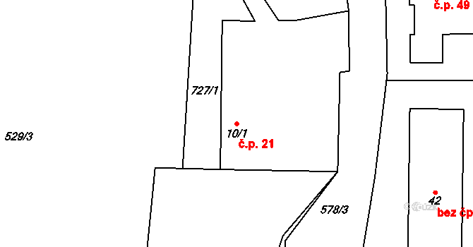 Bácovice 21 na parcele st. 10/1 v KÚ Bácovice, Katastrální mapa