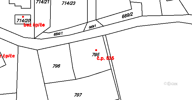 Vendryně 535 na parcele st. 795 v KÚ Vendryně, Katastrální mapa