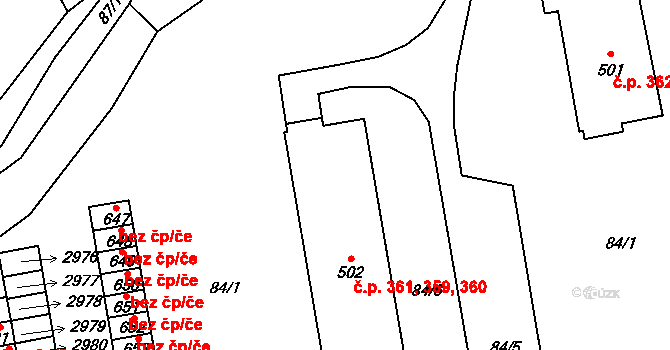 Lázně Kynžvart 359,360,361 na parcele st. 502 v KÚ Lázně Kynžvart, Katastrální mapa