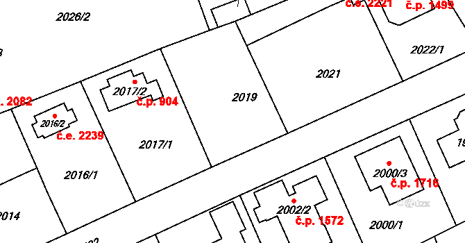 Radotín 2257, Praha na parcele st. 2019 v KÚ Radotín, Katastrální mapa
