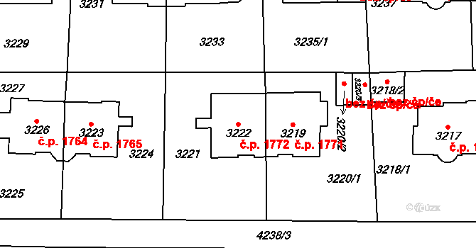 Vinohrady 1772, Praha na parcele st. 3222 v KÚ Vinohrady, Katastrální mapa