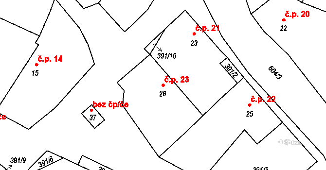 Domanice 23, Radomyšl na parcele st. 26 v KÚ Domanice, Katastrální mapa