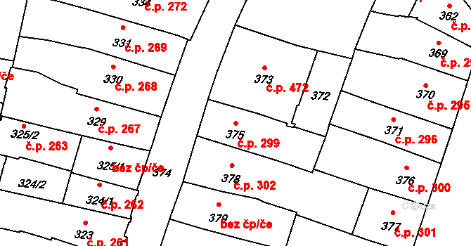 České Budějovice 1 299, České Budějovice na parcele st. 375 v KÚ České Budějovice 1, Katastrální mapa