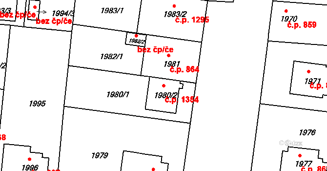 České Budějovice 6 1354, České Budějovice na parcele st. 1980/2 v KÚ České Budějovice 6, Katastrální mapa