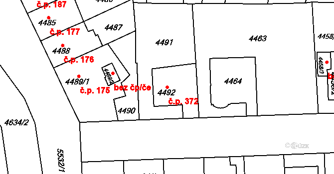 Doudlevce 372, Plzeň na parcele st. 4492 v KÚ Plzeň, Katastrální mapa