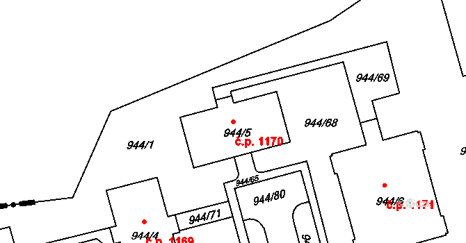 Šumbark 1170, Havířov na parcele st. 944/5 v KÚ Šumbark, Katastrální mapa
