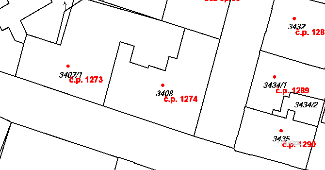 České Budějovice 3 1274, České Budějovice na parcele st. 3408 v KÚ České Budějovice 3, Katastrální mapa