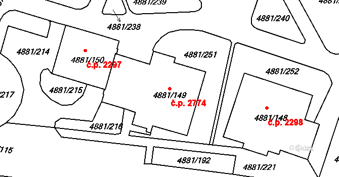 Louny 2774 na parcele st. 4881/149 v KÚ Louny, Katastrální mapa