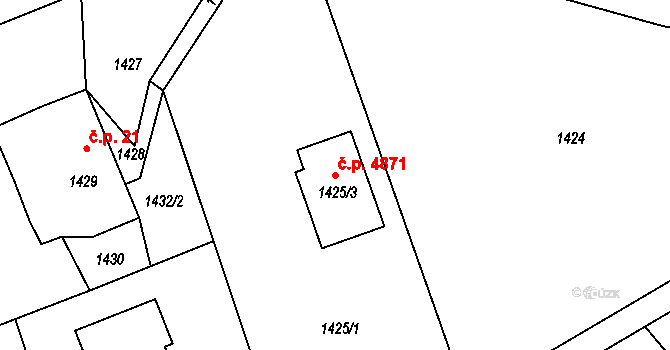 Proseč nad Nisou 4871, Jablonec nad Nisou na parcele st. 1425/3 v KÚ Proseč nad Nisou, Katastrální mapa