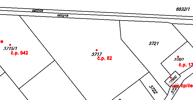 Rychvald 52 na parcele st. 3717 v KÚ Rychvald, Katastrální mapa