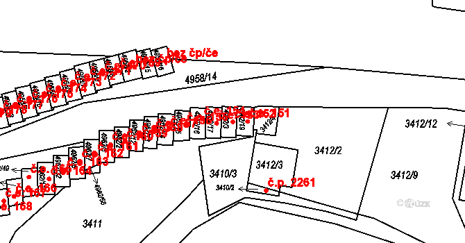 Znojmo 152 na parcele st. 4962/3 v KÚ Znojmo-město, Katastrální mapa