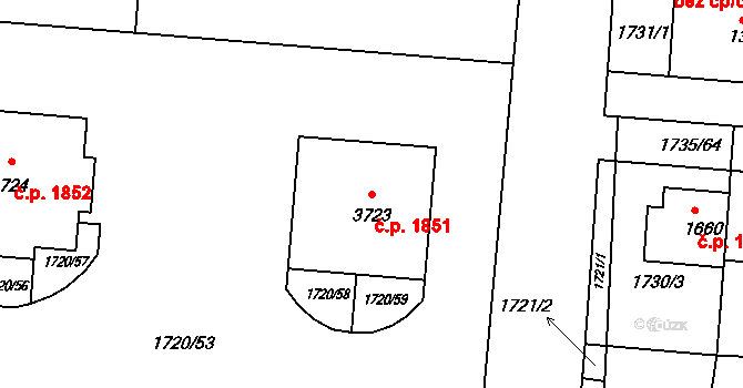 Slaný 1851 na parcele st. 3723 v KÚ Slaný, Katastrální mapa