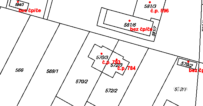 Hradec nad Moravicí 793 na parcele st. 570/3 v KÚ Hradec nad Moravicí, Katastrální mapa