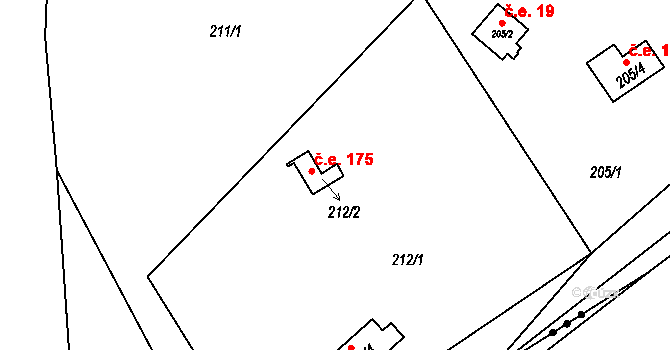 Klínec 175 na parcele st. 212/2 v KÚ Klínec, Katastrální mapa