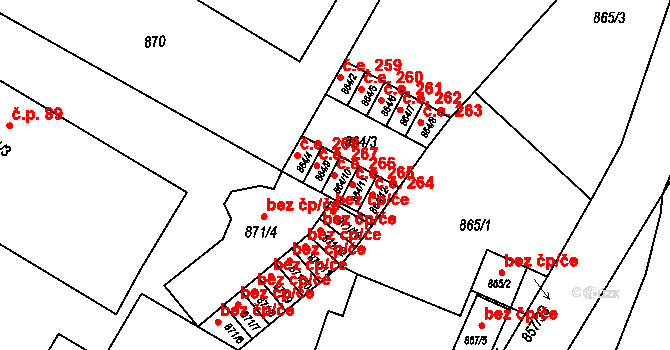 Předměstí 261, Litoměřice na parcele st. 864/6 v KÚ Litoměřice, Katastrální mapa