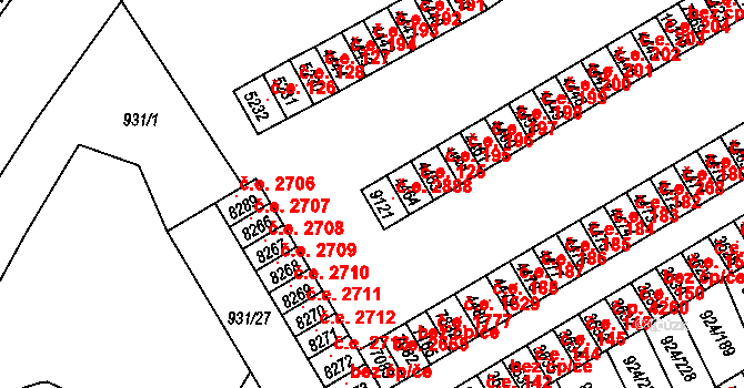 Hodonín 2888 na parcele st. 9121 v KÚ Hodonín, Katastrální mapa