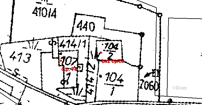 Opatovec 40155668 na parcele st. 104/2 v KÚ Opatovec, Katastrální mapa