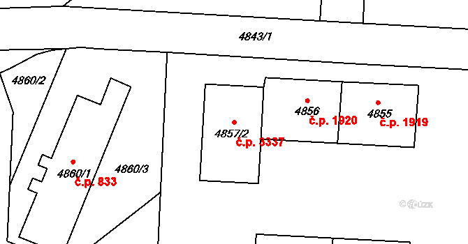 Česká Lípa 3337 na parcele st. 4857/2 v KÚ Česká Lípa, Katastrální mapa