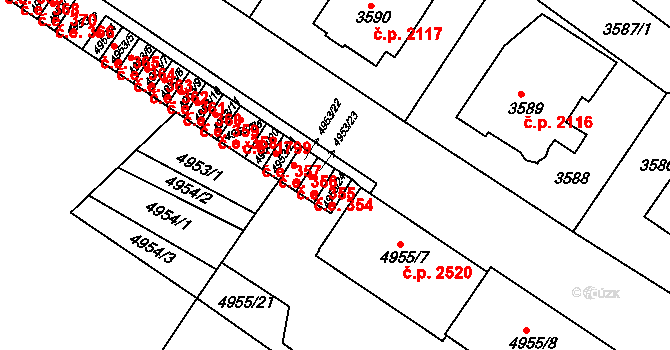 Znojmo 353 na parcele st. 4953/24 v KÚ Znojmo-město, Katastrální mapa