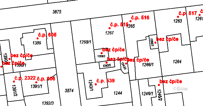 Praha 43048668 na parcele st. 1268/2 v KÚ Horní Počernice, Katastrální mapa