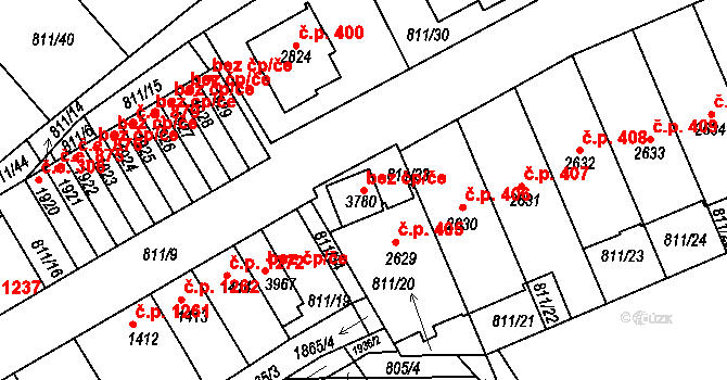Slaný 43193668 na parcele st. 3780 v KÚ Slaný, Katastrální mapa