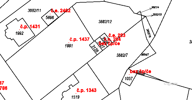 Žatec 43581668 na parcele st. 3128 v KÚ Žatec, Katastrální mapa