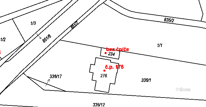 Třebichovice 44420668 na parcele st. 234 v KÚ Třebichovice, Katastrální mapa