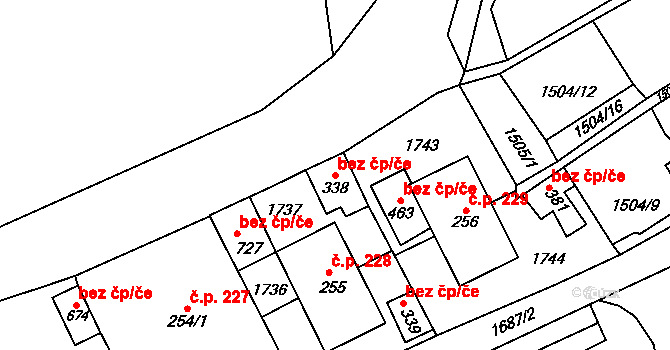 Rybník 48198668 na parcele st. 338 v KÚ Rybník u České Třebové, Katastrální mapa