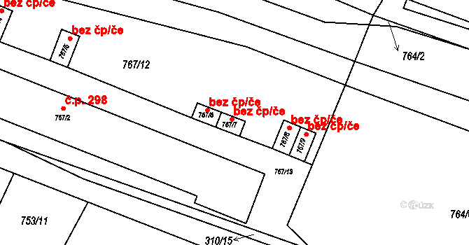 Kačice 48476668 na parcele st. 767/7 v KÚ Kačice, Katastrální mapa