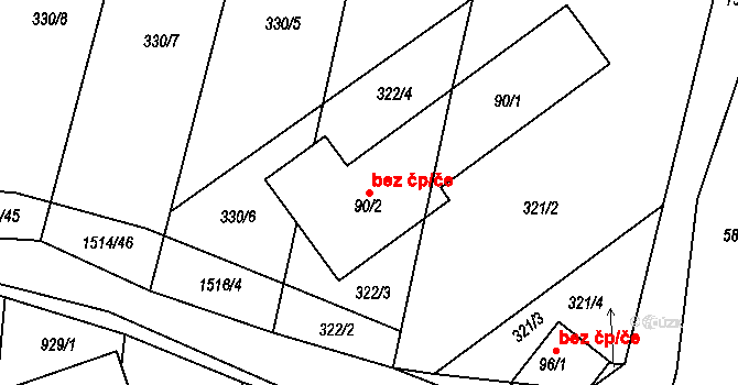 Mezná 48621668 na parcele st. 90/1 v KÚ Mezná u Pelhřimova, Katastrální mapa