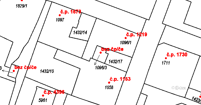 Jablonec nad Nisou 48887668 na parcele st. 1096/3 v KÚ Jablonec nad Nisou, Katastrální mapa
