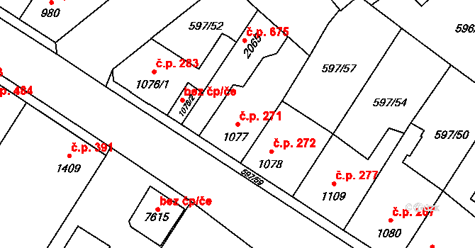 Beroun-Závodí 271, Beroun na parcele st. 1077 v KÚ Beroun, Katastrální mapa