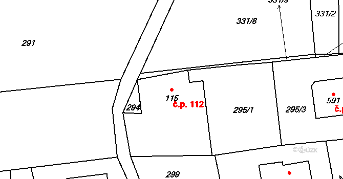 Mošnov 112 na parcele st. 115 v KÚ Mošnov, Katastrální mapa
