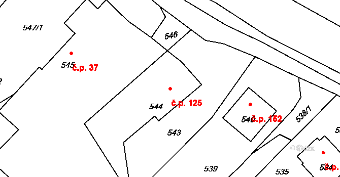 Stachovice 125, Fulnek na parcele st. 544 v KÚ Stachovice, Katastrální mapa