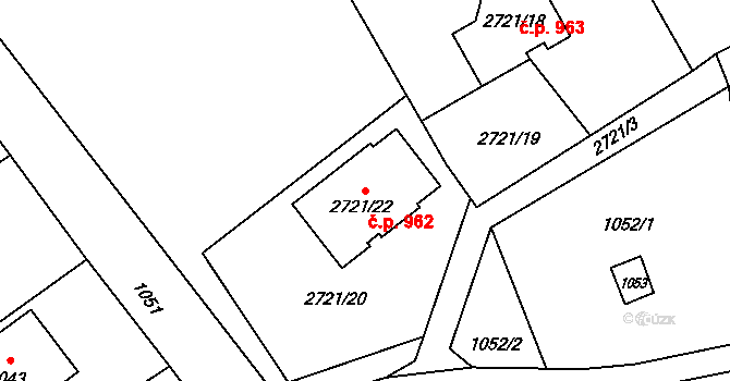 Šluknov 962 na parcele st. 2721/22 v KÚ Šluknov, Katastrální mapa
